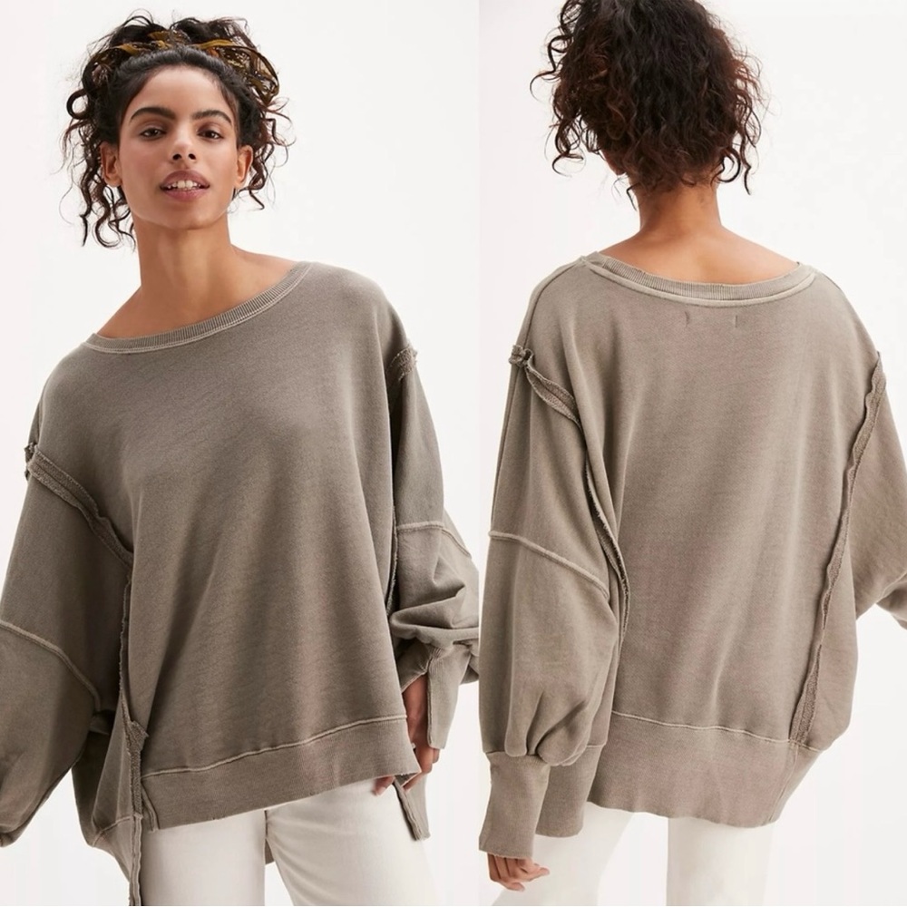New Free People Camden Pullover Sweatshirt sold out dolphin color